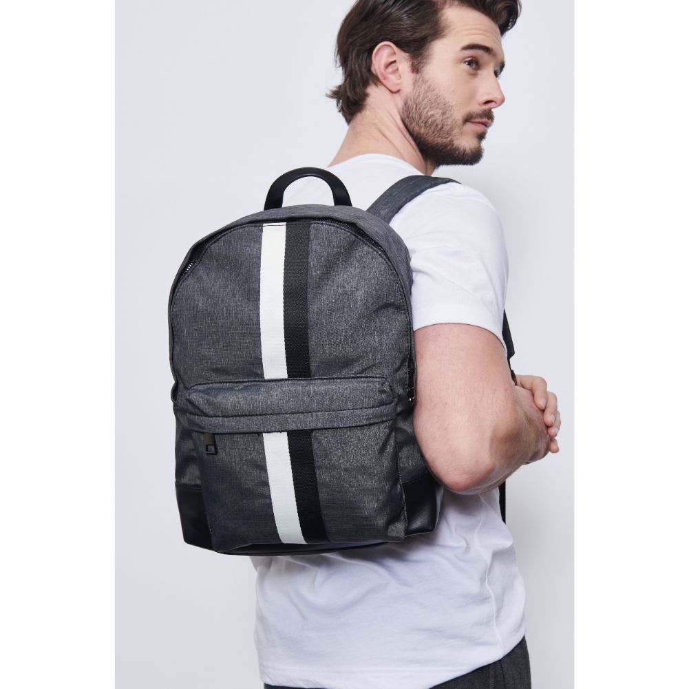 Man wearing Black Porter & Bond Zeke Backpack 841764107198 View 1 | Black