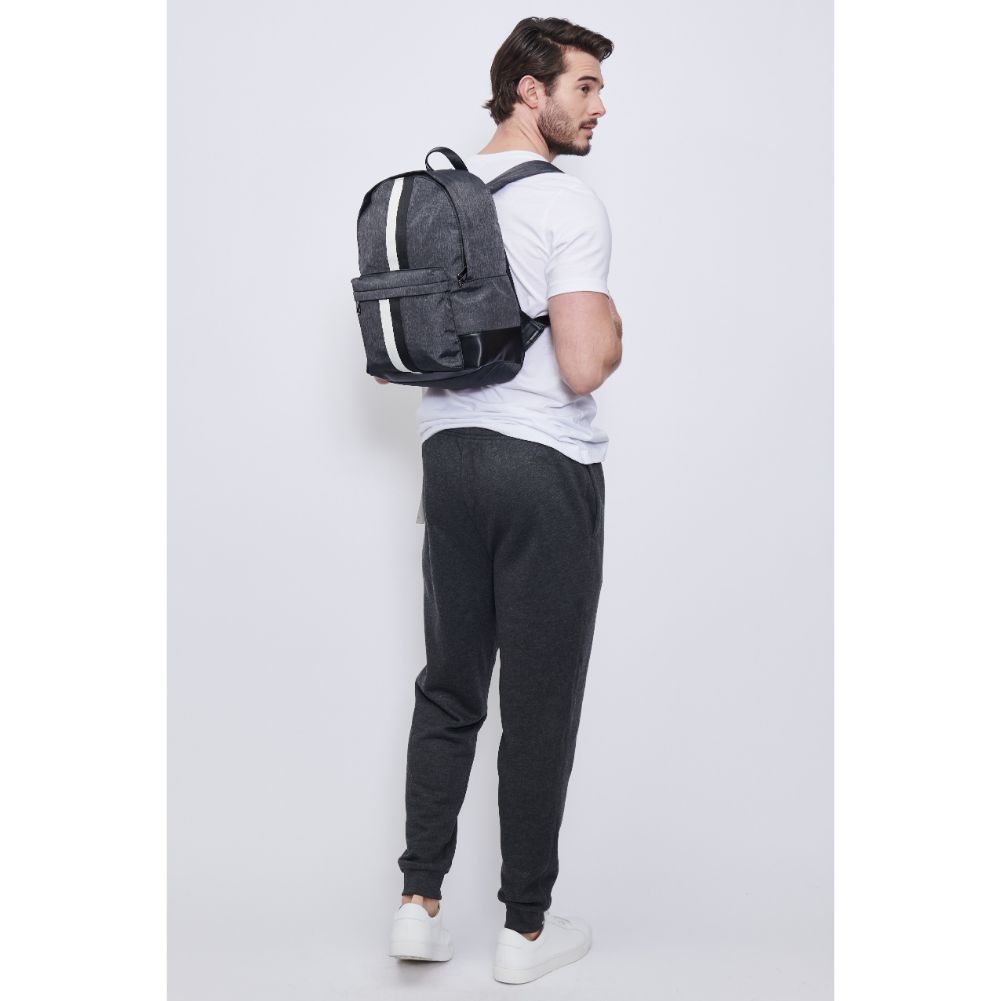 Man wearing Black Porter & Bond Zeke Backpack 841764107198 View 4 | Black