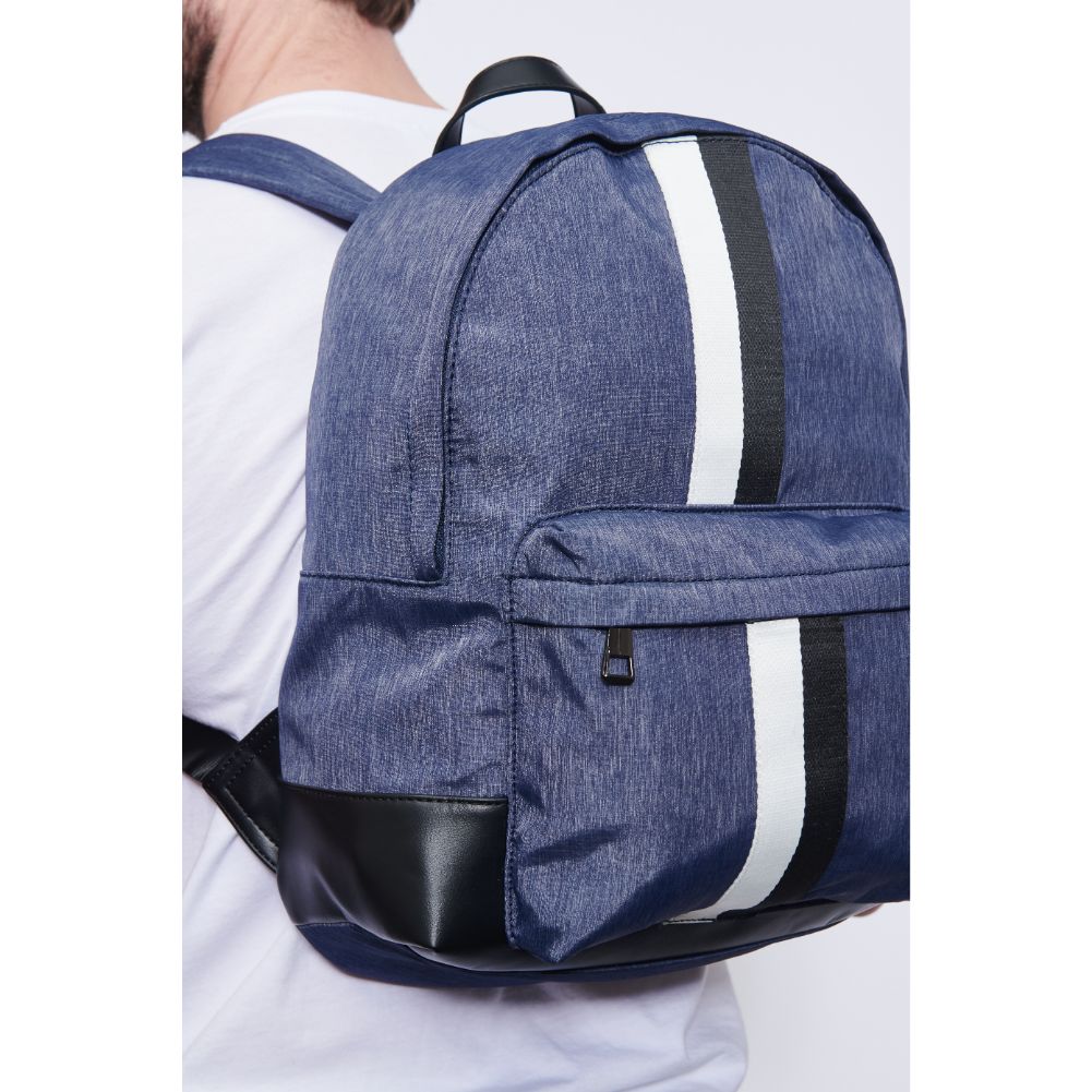 Man wearing Navy Porter & Bond Zeke Backpack 841764107211 View 3 | Navy